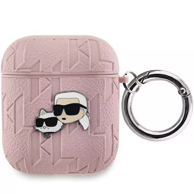 Karl Lagerfeld Monogram Karl &amp  Choupette Head case for AirPods 1 / 2 - pink