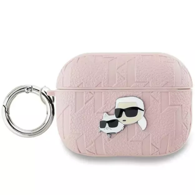 Karl Lagerfeld Monogram Karl &amp  Choupette Head case for AirPods Pro 2 - pink