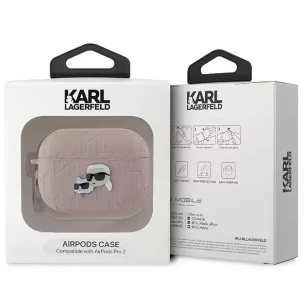 Karl Lagerfeld Monogram Karl &amp  Choupette Head case for AirPods Pro 2 - pink 6