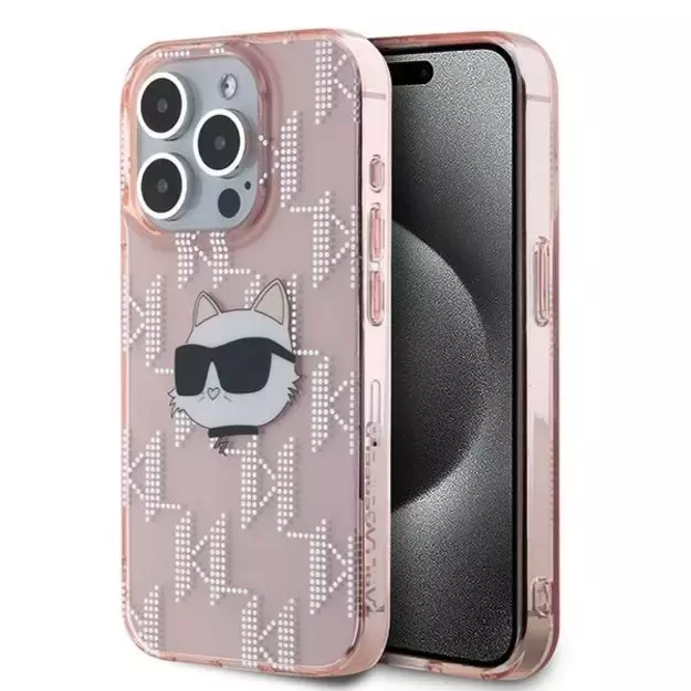 Karl Lagerfeld IML Choupette Head &amp  Monogram case for iPhone 15 Pro - pink