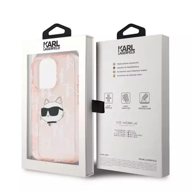 Karl Lagerfeld IML Choupette Head &amp  Monogram case for iPhone 15 Pro - pink 14