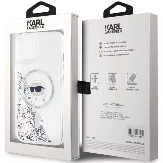 Karl Lagerfeld Liquid Glitter Karl Head MagSafe case for iPhone 15 / 14 / 13 - transparent 14