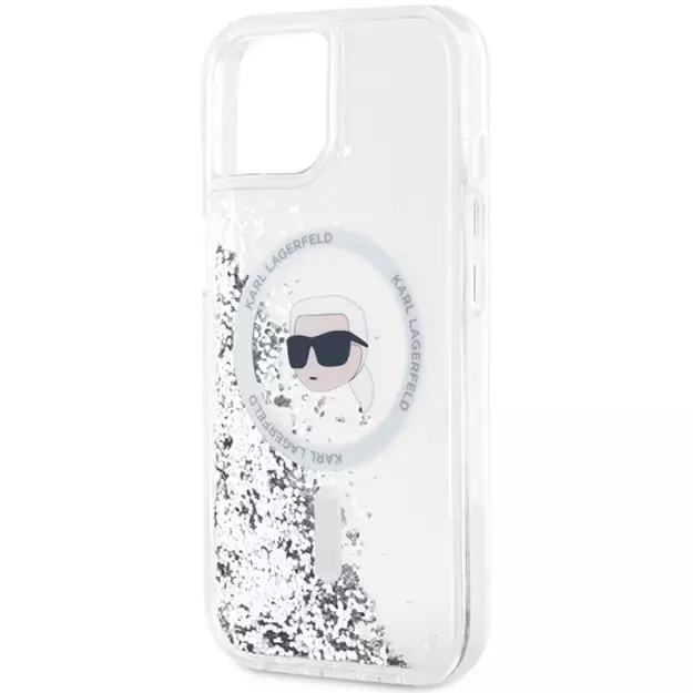Karl Lagerfeld Liquid Glitter Karl Head MagSafe case for iPhone 15 / 14 / 13 - transparent 12