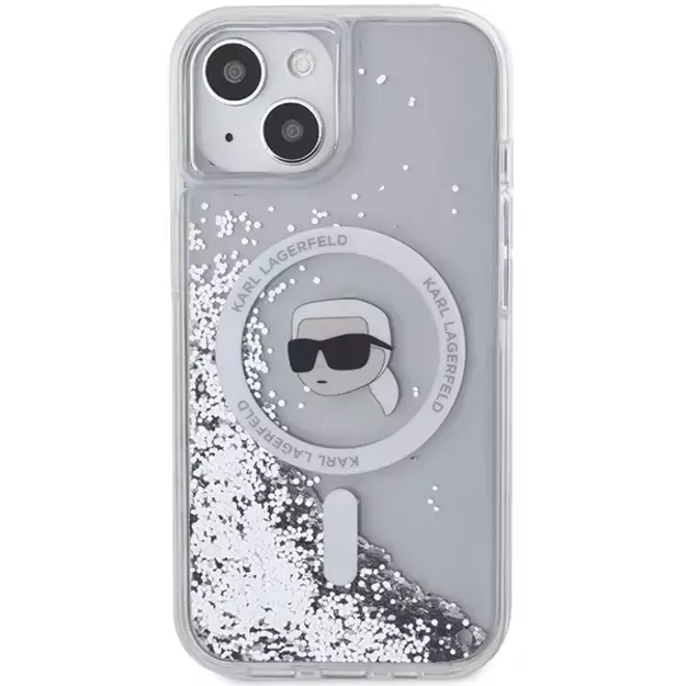 Karl Lagerfeld Liquid Glitter Karl Head MagSafe case for iPhone 15 / 14 / 13 - transparent 9