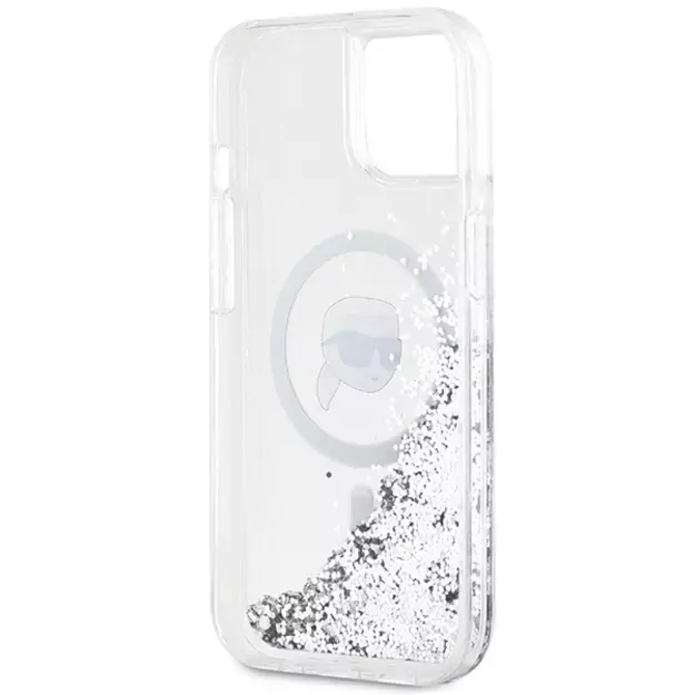 Karl Lagerfeld Liquid Glitter Karl Head MagSafe case for iPhone 15 / 14 / 13 - transparent 13