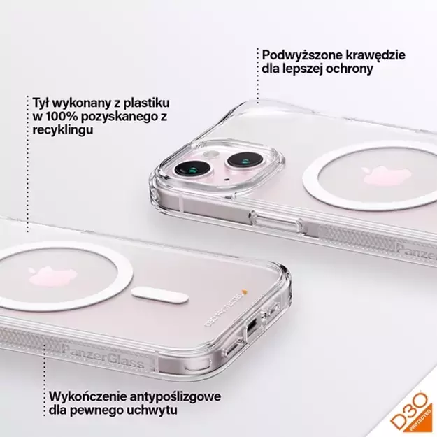 PanzerGlass HardCase with MagSafe with D3O and Military Grade Certification for iPhone 15/14/13 - Transparent 11