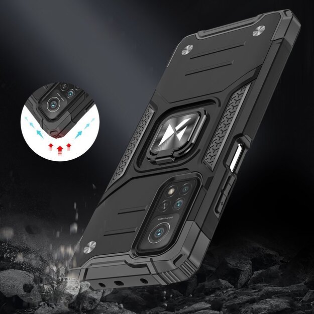 Wozinsky Ring Armor Case Kickstand Tough Rugged Cover for Samsung Galaxy A72 4G pink 5