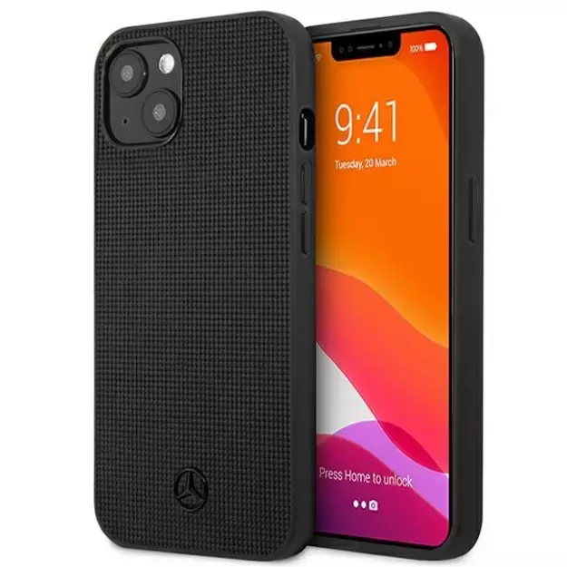 Mercedes MEHCP13MMBLBK iPhone 13 6,1  czarny/black hardcase Leather Meshed Metal Logo