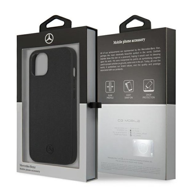 Mercedes MEHCP13MMBLBK iPhone 13 6,1  czarny/black hardcase Leather Meshed Metal Logo 14