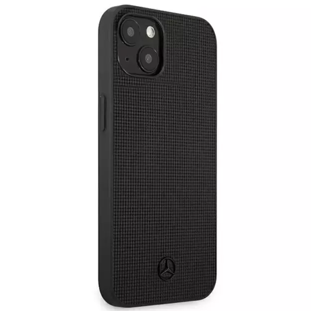 Mercedes MEHCP13MMBLBK iPhone 13 6,1  czarny/black hardcase Leather Meshed Metal Logo 3