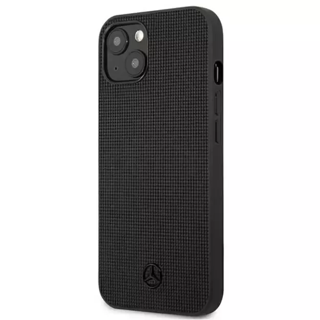 Mercedes MEHCP13MMBLBK iPhone 13 6,1  czarny/black hardcase Leather Meshed Metal Logo 1