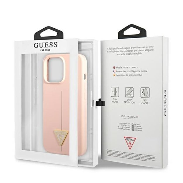 Guess GUHCP13LSLTGP iPhone 13 Pro / 13 6.1&quot  pink/pink hardcase Silicone Triangle 14
