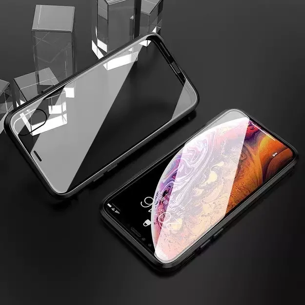 Wozinsky Full Magnetic Case Full Body Front and Back Cover with built-in glass for Samsung Galaxy A72 4G black-transparent 34