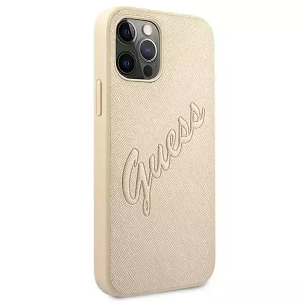 Guess GUHCP12LRSAVSLG iPhone 12 Pro Max 6.7&quot  gold/gold hardcase Saffiano Vintage Script 3