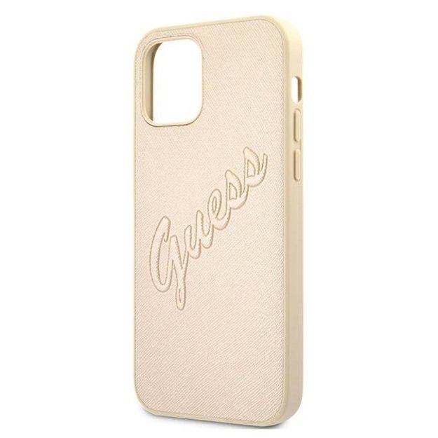 Guess GUHCP12LRSAVSLG iPhone 12 Pro Max 6.7&quot  gold/gold hardcase Saffiano Vintage Script 12