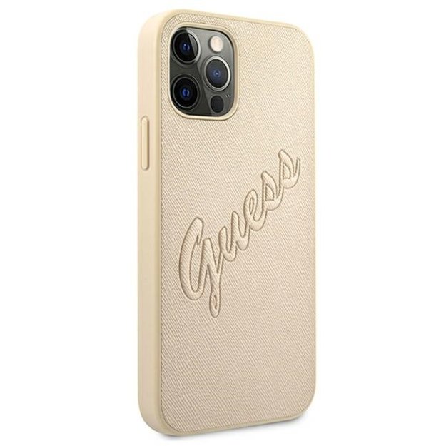 Guess GUHCP12LRSAVSLG iPhone 12 Pro Max 6.7&quot  gold/gold hardcase Saffiano Vintage Script 10