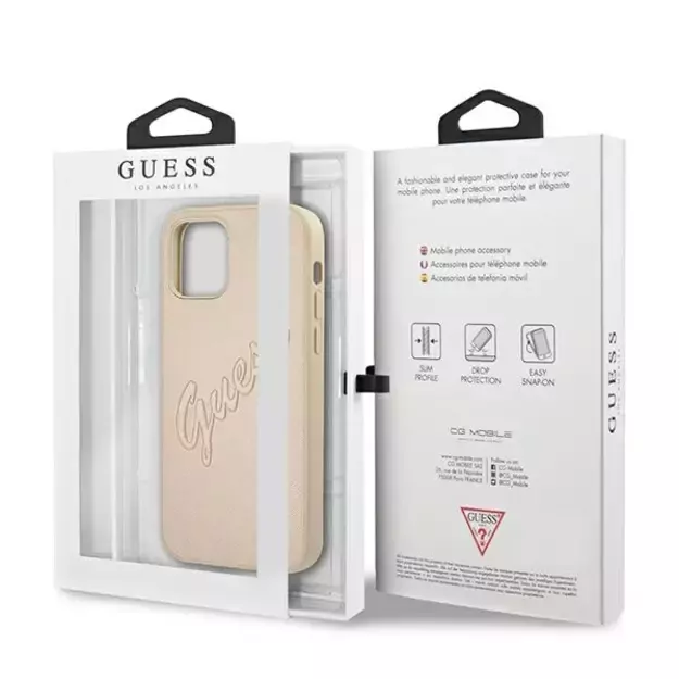 Guess GUHCP12LRSAVSLG iPhone 12 Pro Max 6.7&quot  gold/gold hardcase Saffiano Vintage Script 7