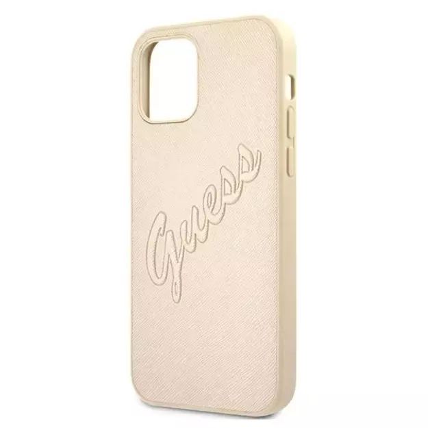 Guess GUHCP12LRSAVSLG iPhone 12 Pro Max 6.7&quot  gold/gold hardcase Saffiano Vintage Script 5