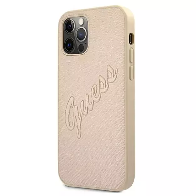 Guess GUHCP12LRSAVSLG iPhone 12 Pro Max 6.7&quot  gold/gold hardcase Saffiano Vintage Script 1