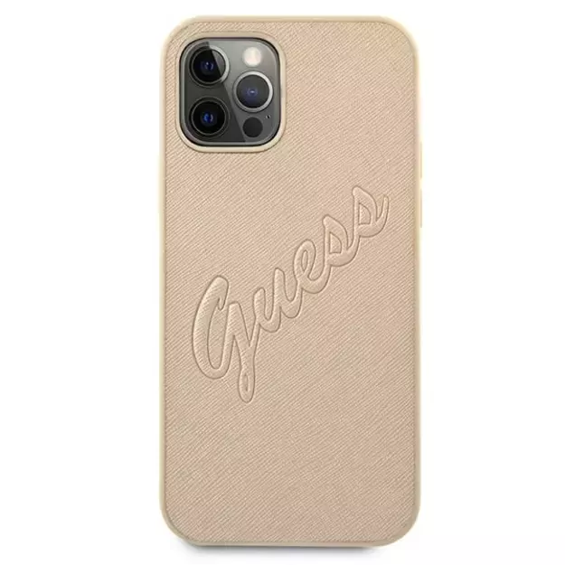 Guess GUHCP12LRSAVSLG iPhone 12 Pro Max 6.7&quot  gold/gold hardcase Saffiano Vintage Script 2