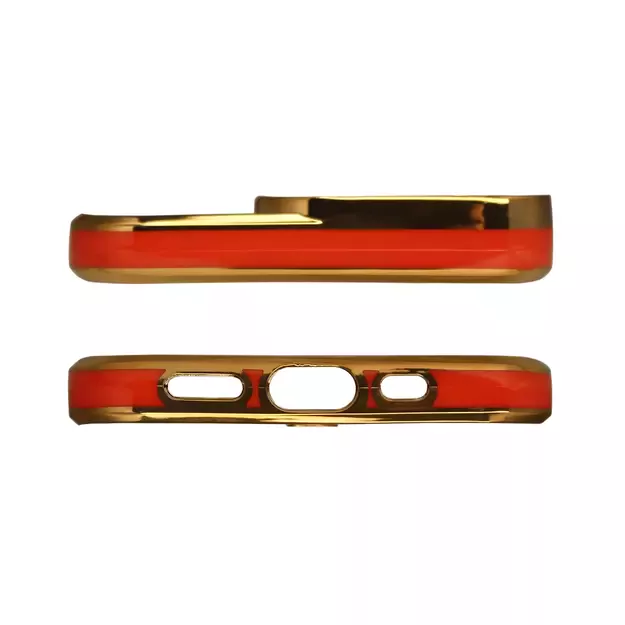 Fashion Case for iPhone 13 Pro Max Gold Frame Gel Cover Red 1