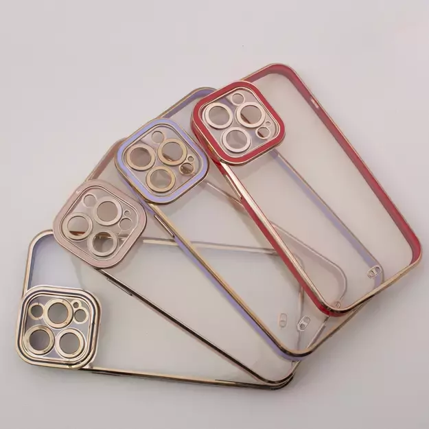 Fashion Case for iPhone 13 Pro Max Gold Frame Gel Cover Red 10