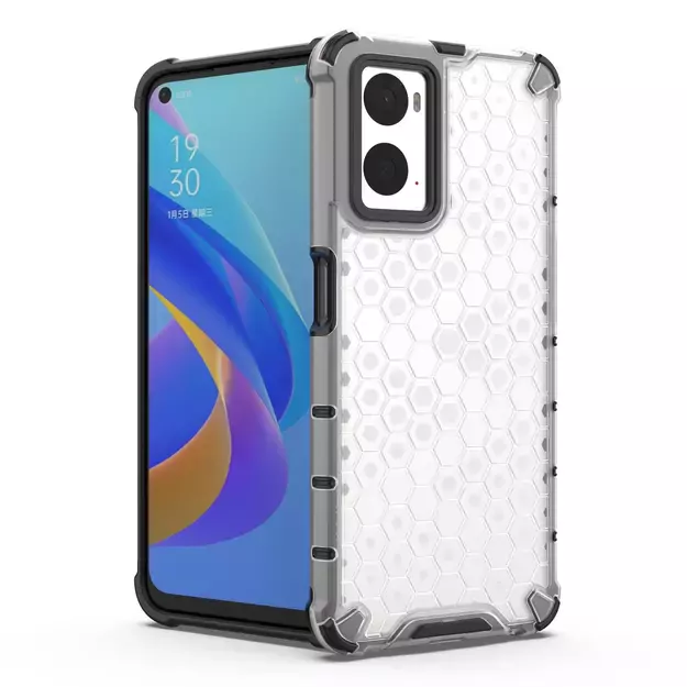 Honeycomb case armored cover with gel frame Oppo A76 / Oppo A36 / Realme 9i transparent 24