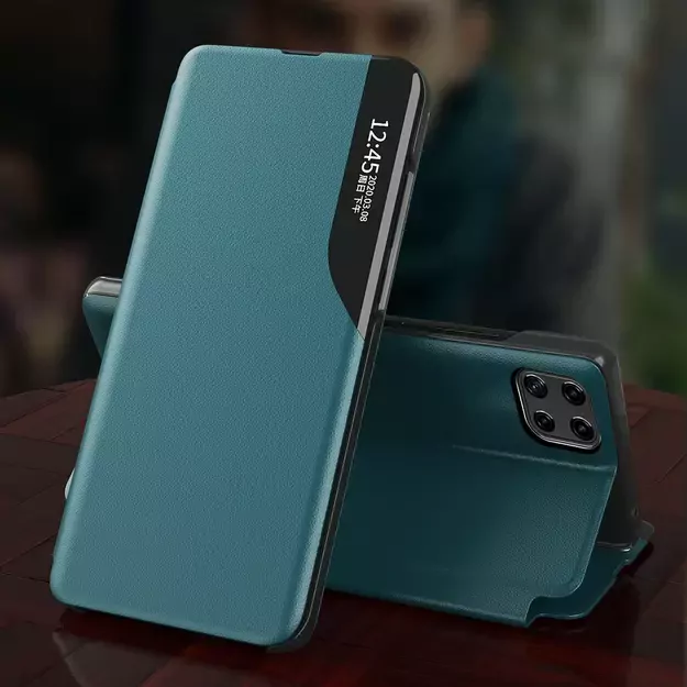 Eco Leather View Case elegant bookcase type case with kickstand for Samsung Galaxy A22 4G red 13