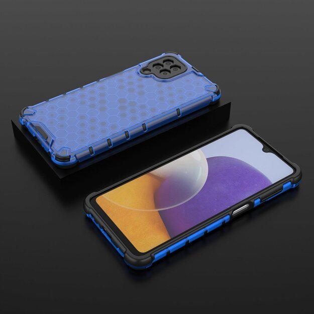 Honeycomb Case armor cover with TPU Bumper for Samsung Galaxy A22 4G blue 25