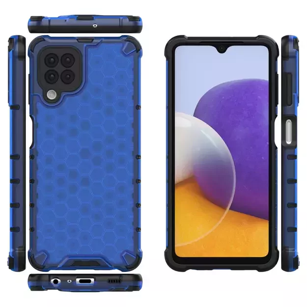 Honeycomb Case armor cover with TPU Bumper for Samsung Galaxy A22 4G blue 1