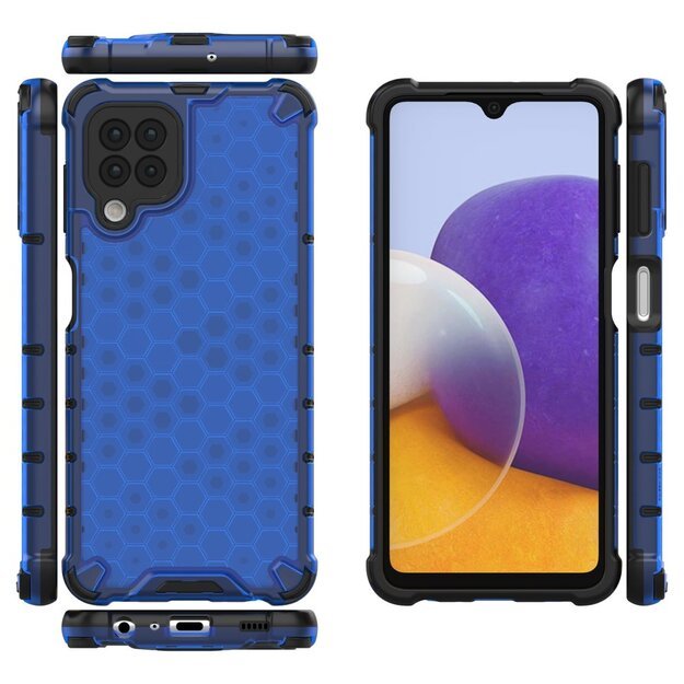 Honeycomb Case armor cover with TPU Bumper for Samsung Galaxy A22 4G blue 14