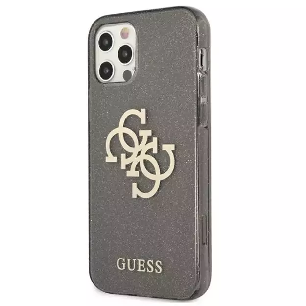 Guess GUHCP12LPCUGL4GBK iPhone 12 Pro Max 6.7&quot  black/black hard case Glitter 4G Big Logo 1