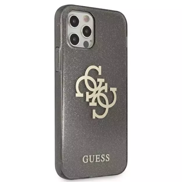 Guess GUHCP12LPCUGL4GBK iPhone 12 Pro Max 6.7&quot  black/black hard case Glitter 4G Big Logo 3
