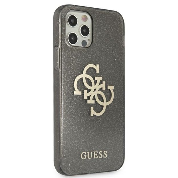 Guess GUHCP12LPCUGL4GBK iPhone 12 Pro Max 6.7&quot  black/black hard case Glitter 4G Big Logo 10
