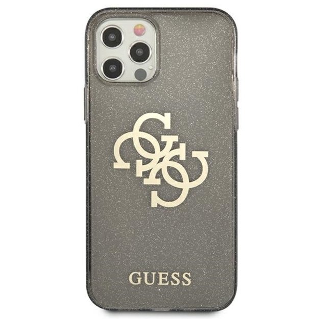 Guess GUHCP12LPCUGL4GBK iPhone 12 Pro Max 6.7&quot  black/black hard case Glitter 4G Big Logo 9