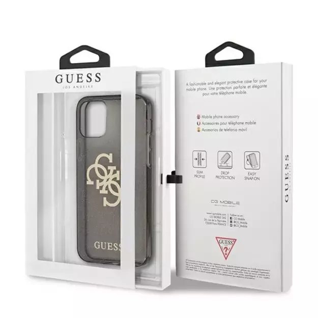 Guess GUHCP12LPCUGL4GBK iPhone 12 Pro Max 6.7&quot  black/black hard case Glitter 4G Big Logo 7