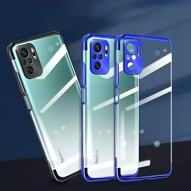 Clear Color Case Gel TPU Electroplating frame Cover for Xiaomi Redmi Note 10 5G / Poco M3 Pro blue 7