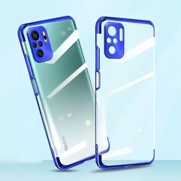 Clear Color Case Gel TPU Electroplating frame Cover for Xiaomi Redmi Note 10 5G / Poco M3 Pro blue 8