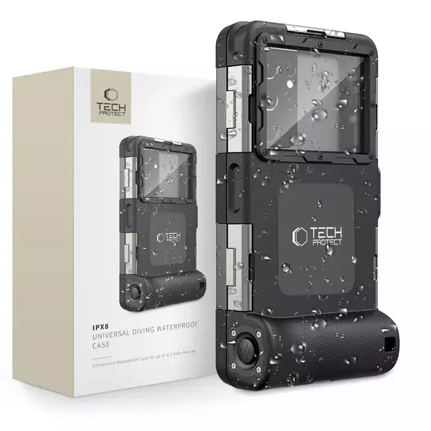 Tech-Protect Waterproof Case IPX8 for 4.7-6.7&quot  Smartphones - Black