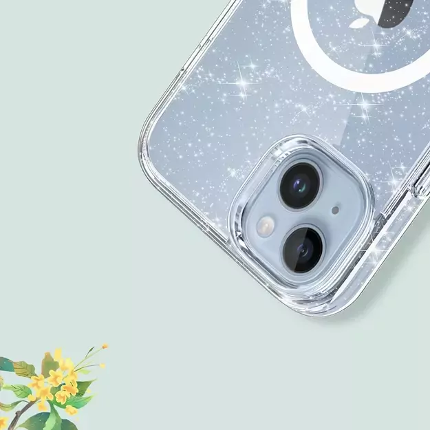 Tech-Protect FlexAir Hybrid MagSafe iPhone 13/14 Case - Clear Glitter 2