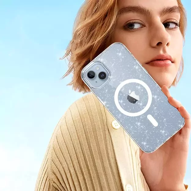 Tech-Protect FlexAir Hybrid MagSafe iPhone 13/14 Case - Clear Glitter 5