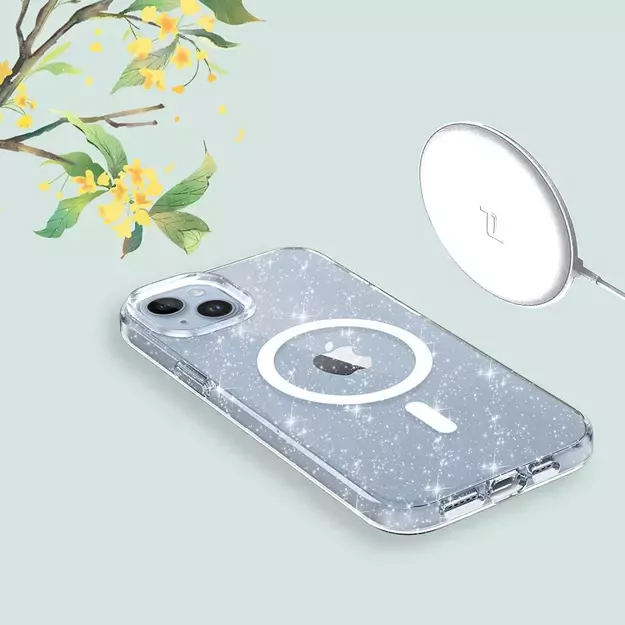 Tech-Protect FlexAir Hybrid MagSafe iPhone 13/14 Case - Clear Glitter 3