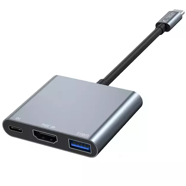 HUB Tech-Protect V1 3in1 USB-C - USB-A 3.0 / USB-C PD 100W / HDMI 4K 30Hz - gray 6