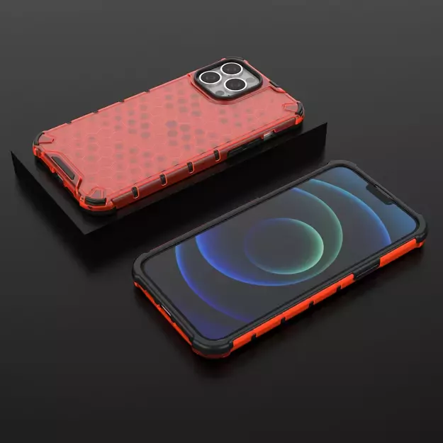 Honeycomb Case armor cover with TPU Bumper for iPhone 13 Pro Max red 12
