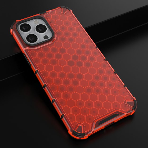 Honeycomb Case armor cover with TPU Bumper for iPhone 13 Pro Max red 26