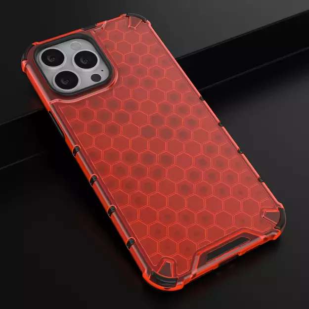 Honeycomb Case armor cover with TPU Bumper for iPhone 13 Pro Max red 13