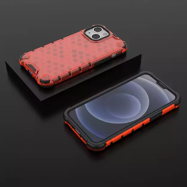 Honeycomb Case armor cover with TPU Bumper for iPhone 13 mini red 12