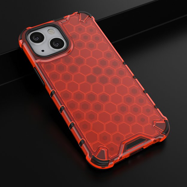 Honeycomb Case armor cover with TPU Bumper for iPhone 13 mini red 26