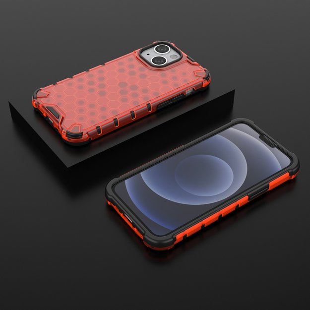 Honeycomb Case armor cover with TPU Bumper for iPhone 13 mini red 25