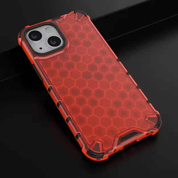 Honeycomb Case armor cover with TPU Bumper for iPhone 13 mini red 13